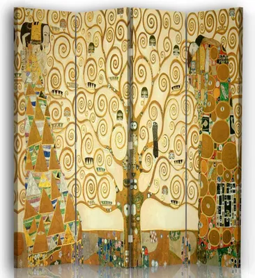 Produktbild von Paravent - Raumteiler Der Lebensbaum - Gustav Klimt - Dekorativer Raumtrenner cm. 145x170 (4 x)