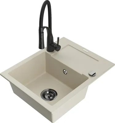 Immagine prodotto di Mexen Enzo lavello da cucina in granito a 1 vasca con scolapiatti e miscelatore cucina Aster, beige - 6506-69-73450-70-B