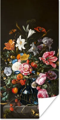 Produktbild von MuchoWow® Poster Vase mit Blumen - Jan Davidsz de Heem - Kunst 60x120 cm - Wandschmuck