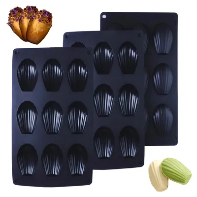 Productafbeelding van Siliconen bakvorm voor madeleines - 3 stuks - Antiaanbak siliconen vorm voor 3 x 9 madeleines
