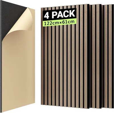 Obrázek produktu pro Akustická dřevěná 3D panelová stěna Tonor, hnědá, samolepicí, 122 x 61 cm
