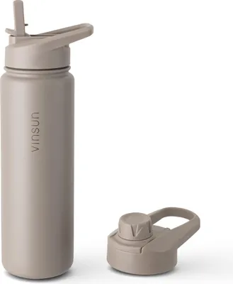 Produktbild von Trink Flasche Edelstahl 750ml Thermoflasche Sport Gym isoliert Strohhalm Vinsun, KI-generiertes Bild