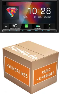 Produktbild von Autoradio Einbaupaket Kenwood DMX8021DABS passend für Hyundai ix35 Facelift + Navi + Kamera | (Wireless) Apple CarPlay (Wireless) Android Auto