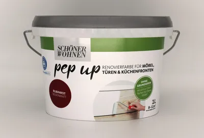 Produktbild von Schöner Wohnen PepUp Renovierfarbe Möbel, Türen Rubinrot Seidenmatt 1l