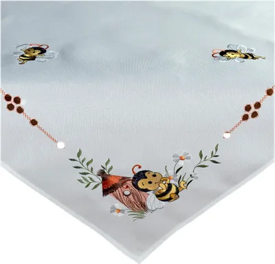 Produktbild von Tischdecke Tischläufer Stickerei Bienchen Frühling Sommer 85 x 85 cm