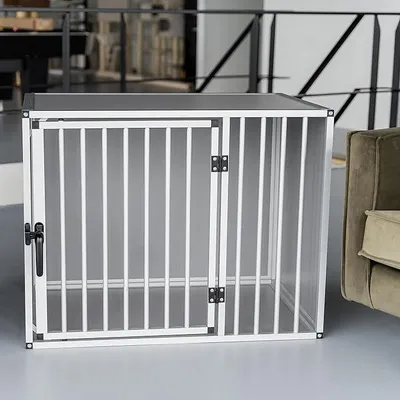 Produktbild von RHRQuality Hundenbox – Bob XXL (101 x 70 x 81 cm) – Robuste Aluminium Hundebox – Für große Hunde – Grau