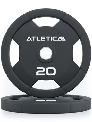 Produktbild von ATLETICA 4H Rubber Plates | 2 x 20kg | Paarweise | Gummierte Hantelscheiben | Griffmulden für leichte Handhabung | ⌀50mm
