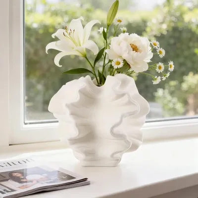 Obrázek produktu pro Keramická váza - 17 cm - Béžová - Skandinávský design