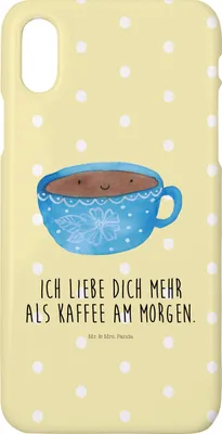 Produktbild von Mr. & Mrs. Panda Iphone 10 Handyhülle Kaffee Tasse - Gelb Pastell - Geschenk, X, Liebe, Cover, Glücklich, Handy, Genuss, Lustige Sprüche, Hülle, Geschmack