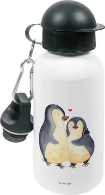 Produktbild von Mr. & Mrs. Panda Wasserflasche Pinguin umarmen - Weiß - Geschenk, Trinkflasche Kinder, Sportflasche, Umarmung Verliebt, Hochzeitstag, Verknallt, Getränkeflasche, Liebe