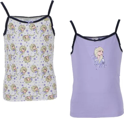 Produktbild von Disney Frozen 2er Pack Unterwäsche Shirts Mädchen Unterhemden 122/128