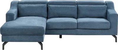 Produktbild von BELIANI 4-Sitzer Ecksofa Blau Chenille Stoffbezug L-Förmig mit Chaiselongue Rechtsseitig 3 Dekokissen Breite Armlehnen Dicke Sitzkissen Modern