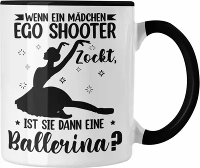 Produktbild von Trendation - Mädchen Ballerspiele Zockerin Tasse Geschenk Gamergirl Spruch (Schwarz)