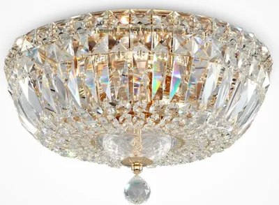 Produktbild von Deckenleuchte Metall Glas rund Ø 30 cm in Gold E14 3-flammig Klassisch Kristall Deckenlampe