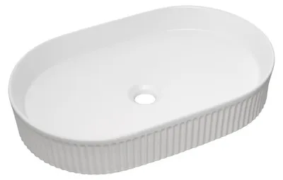 Immagine prodotto di Lavabo da appoggio ovale 56x36 cm in Vetroceramica bianca lucida