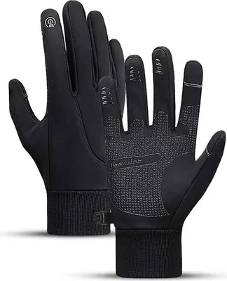 Produktbild von Outdoor Handschuhe Winter - Touchscreen, Winddicht & Rutschfest, Gefüttert für Ski & Motorrad, Schwarz S
