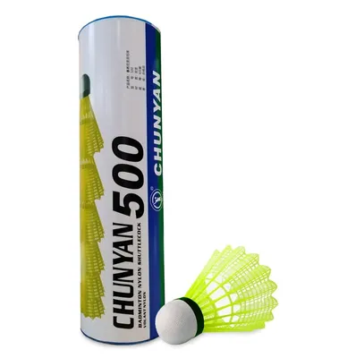 Produktbild von Set aus 6 weißen Kunststoff-Badmintonbällen