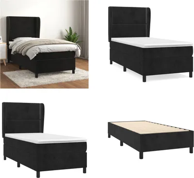 Obrázek produktu pro vidaXL Boxspring postel s matrací černá 90x190 cm samet - Boxspring postel - Boxspringbetten - Bett - Schlafzimmermöbel