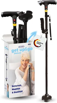 Produktbild von DR. HO’S Get Up & Go - Gehstock Damen & Herren mit LED-Licht & Alarmknopf - Gehstock klappbar & höhenverstellbar - Gehhilfe für Senioren & Erwachsene
