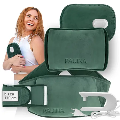 Produktbild von Pauina® Die originale smarte Wärmflasche, elektrische Wärmflasche wiederaufladbar & kabellos, 5-teiliges Set mit Gürtel & Flanellbezug,170 cm Gürtel