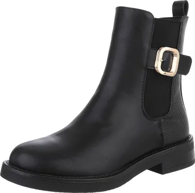 Produktbild von Ital-Design Damen Stiefeletten Chelsea Boots  Textiloptik, Lederoptik Flache Stiefeletten 90153064 Schwarz Gr.  38