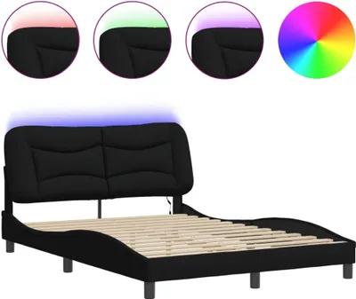 Zdjęcie produktu dla Rama łóżka z LED bez materaca Hvar Czarna 120x200 cm