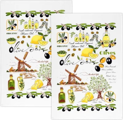 Image de Essuie-tout - lot de 2 - 40x60 cm - Jaune,Vert
