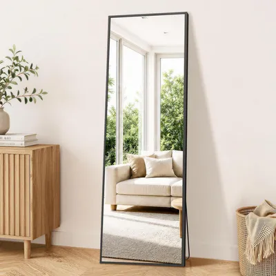 Obrázok produktu pre Zrkadlo na celé telo, 150x40 cm, stojace, obdĺžnikové, hliníkové, odolné proti rozbitiu