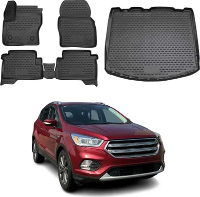 Produktbild von Fußmatten & Kofferraumwanne Set für Ford Kuga 2012-2019 Gummi TPE Schwarz 5x
