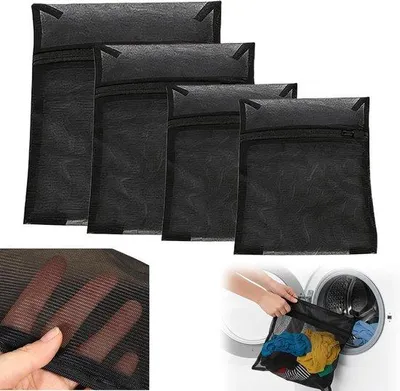 Zdjęcie produktu dla Zestaw siatek do prania - czarny - 30 x 40 cm - Delikatne siatki do prania z zamkiem błyskawic - idealne do prania delikatnych ubrań