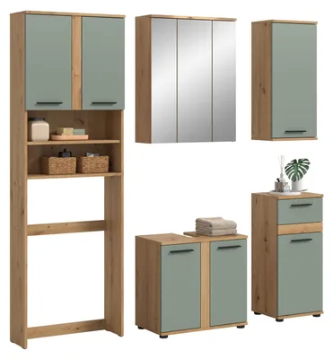 Produktbild von xonox.home Badkombination Blake Salbei / Artisan Eiche Nachbildung 188 x 191 x 34 cm