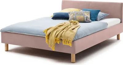 Image de Meise Möbel Lit rembourré Lena - choix de tailles et de couleurs, Taille:120x200 cm, Tissus:Tissu vieux rose