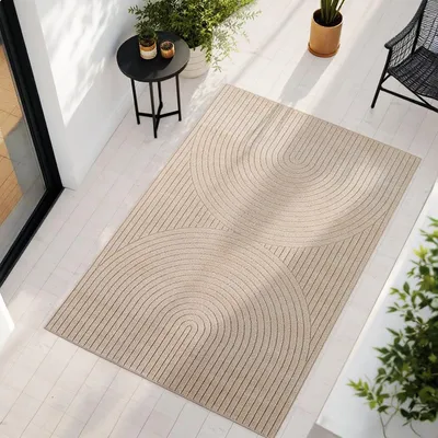 Immagine prodotto di Teppium Tappeto da Esterno Design Boho Moderno Effetto 3D Resistente ai Raggi UV Ideale per Terrazza Soggiorno Cucina, Dimensioni: 240x340 cm
