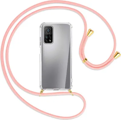 Produktbild von Handykette Backcover-Schutzhülle mit Band (Metall goldfarben) für Xiaomi Mi 10T (Pro) 5G - rosa
