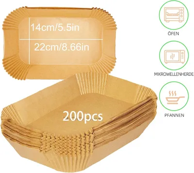 Produktbild von Backpapier für Ninja Heißluftfritteuse, 200 Stück Airfryer Papier 22 * 14 CM ,Airfryer Accessories Kompatibel mit Ninja AF300EU AF400EU