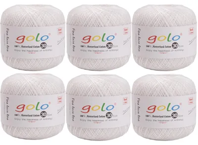 Häkelgarn 6 Knäuel à 40 g / 400 m, 100% Baumwolle, reinweiß