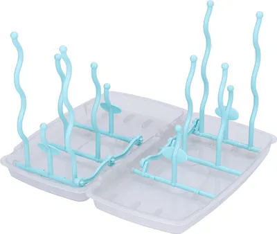 Image de Porte-biberon bleu, séchoir à gobelets en plastique amovible, porte-plateau pliable