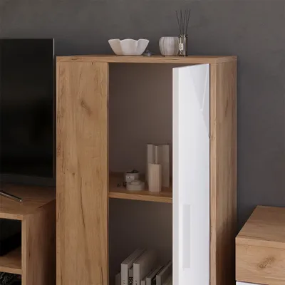 Produktbild von Vicco Kommode Berno, 50.1 x 87.3 cm mit 2 Fächern, Goldkraft Eiche/Weiß