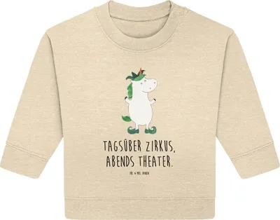 Produktbild von Mr. & Mrs. Panda Organic Baby Pullover Einhorn Joker 6. - 12. Monat - Natural Raw - Geschenk, Gaukler, Unicorn, Hofnarr, Bullover, Einhörner, Mittelalter
