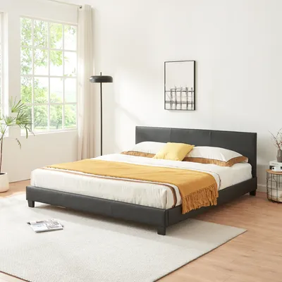 Produktbild von Kunstlederbett Albacete 160x200cm Bettgestell Bett Schwarz Bettrahmen CORIUM