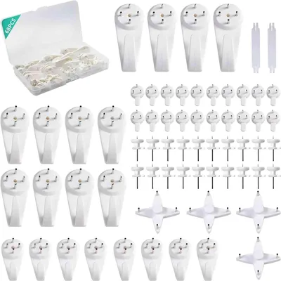 Produktbild von Bilderhaken zum Nageln - 68 Stück Bilderhaken, 7 Designs, Ideal für Hart- und Trockenbauwände, Bilderhaken ohne Bohren, Perfekt zum Aufhängen von Bildern, Rahmen und Dekoration, Einfache Montage, Robu