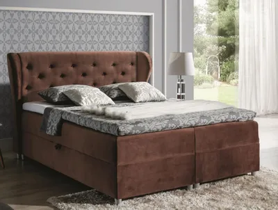 Obrázek produktu pro Boxspringová postel 120x200 PADMA - hnědá + topper
