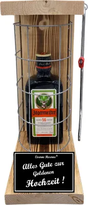 Produktbild von Jägermeister -Alles Gute zur Goldenen Hochzeit - Eiserne Reserve Gitterkäfig Bier Geschenk zur Goldenen Hochzeit