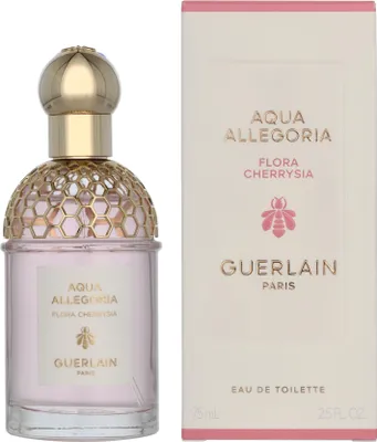 A perfume bottle and its packaging are displayed side-by-side against a white background.