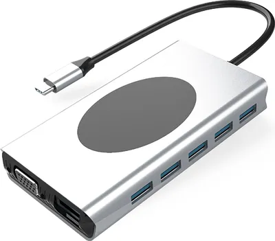Zdjęcie produktu dla Hub USB-C INF 13 w 1 z HDMI, VGA, Ethernetem, czytnikiem kart SD i nie tylko