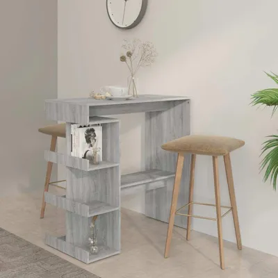 Image de vidaXL Table de bar avec étagère Gris Sonoma 100x50x101,5 cm