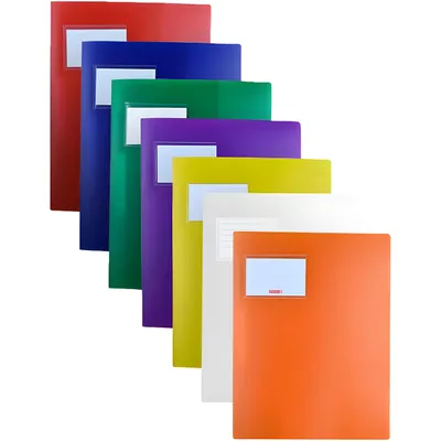 Produktbild von Brunnen | 7er Set Plastik Schnellhefter FACT!pp A4, mit Namensschild mit Einstecktasche innen, rot, orange, gelb, grün, blau, lila und weiß deckend