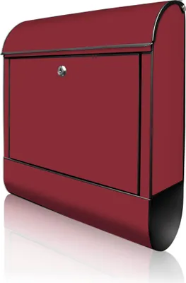 Produktbild von banjado Design Briefkasten Stahl schwarz mit Zeitungsfach pulverbeschichtet "Burgund" 38x46x12,5cm & 2 Schlüssel - Postkasten A4 Einwurf inkl. Montagematerial [BKSCH 0013]