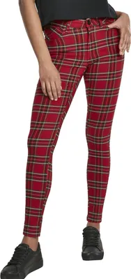 Produktbild von Urban Classics Ladies - TARTAN Skinny Hose rot - M