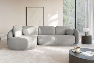Produktbild von Masseno Ecksofa AMICO II L-S mit Schlaffunktion L-Form, Sofa mit Bettkasten, Wohnzimmersofa, Couch, Soffa, Bettsofa, Couchgarnitur- Hellgrau, EGON 07